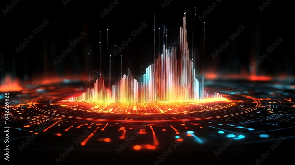 Poster glow hud big icon of statistical graphs