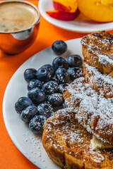 french toast on white plate for breakfast