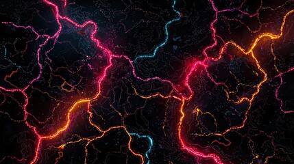 Vibrant Electric Patterns A Stunning Fusion of Light and Color on a Dark Background