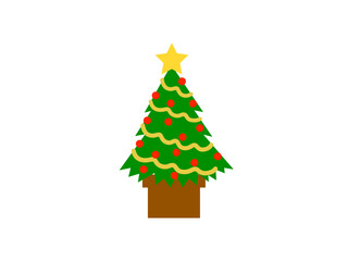 シンプルなクリスマスツリーB：金モール＆赤オーナメント