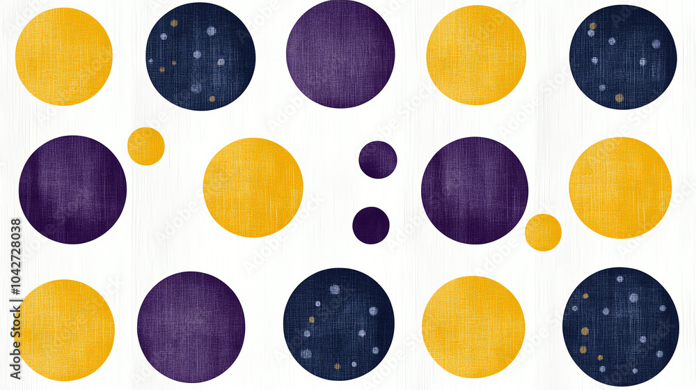 Poster colorful circles a playful abstract design featuring yellow and purple patterns on a light backgroun