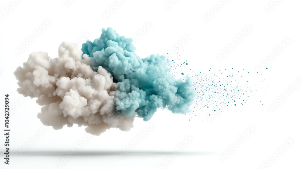 Poster dynamic colorful smoke cloud effect on white background for visual design projects
