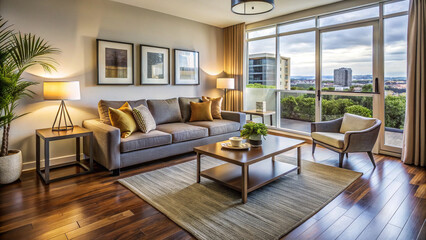 Naklejka premium modern living room with fireplace