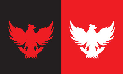 THE GREAT GARUDA LOGO, silhouette of brave eagle standing vector illustrations