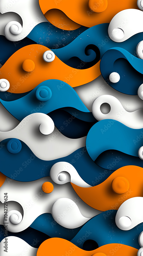 Aufkleber dynamic waves of color a composition of fluid shapes and textures in vibrant tones