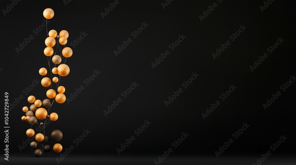 Poster abstract design with illuminated elements on black background