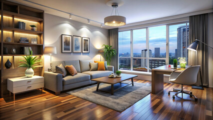 modern living room with fireplace