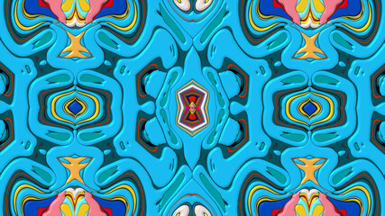 Colorful symmetrical abstract kaleidoscope background pattern for summer 