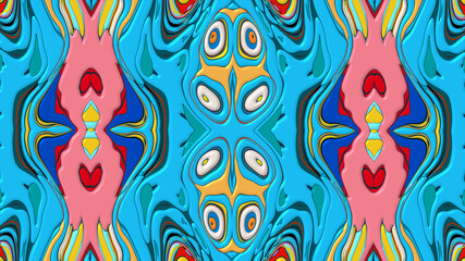 Colorful symmetrical abstract kaleidoscope background pattern for summer 
