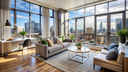 Fototapeta premium modern living room with fireplace