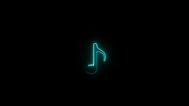 Neon music sign. Glowing neon effect music icon.Music sign. sound technology symbol.Glowing Music notes icon. Abstract Audio icon, melody. Disk and adj console.