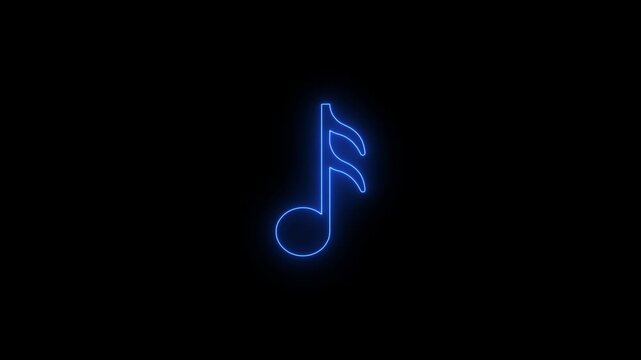 Neon music sign. Glowing neon effect music icon.Music sign. sound technology symbol.Glowing Music notes icon. Abstract Audio icon, melody. Disk and adj console.