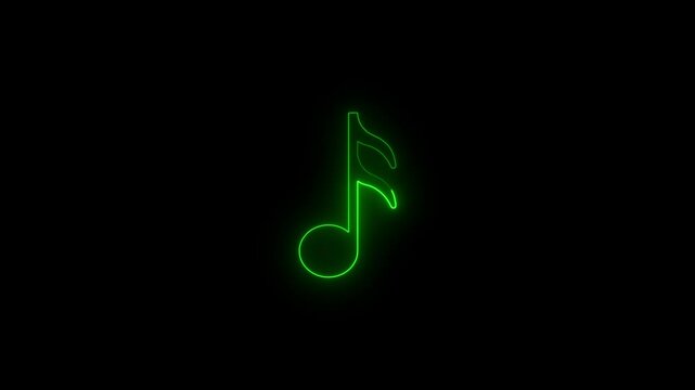Neon music sign. Glowing neon effect music icon.Music sign. sound technology symbol.Glowing Music notes icon. Abstract Audio icon, melody. Disk and adj console.