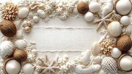Obraz premium Elegant Coastal Shell and Coral Decorative Frame
