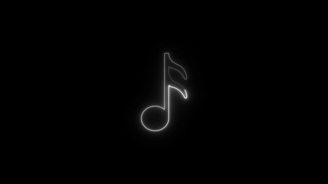 Neon music sign. Glowing neon effect music icon.Music sign. sound technology symbol.Glowing Music notes icon. Abstract Audio icon, melody. Disk and adj console.