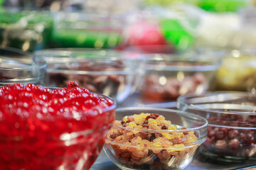 red ball jelly desserts with  sweet dry resins