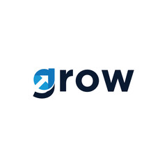 Typography Text Grow, Arrow Logo Design Inspiration.