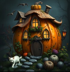 halloween pumpkin on the roof