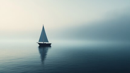A sailboat glides on calm waters