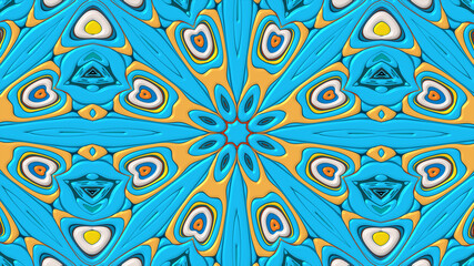 Colorful symmetrical abstract kaleidoscope background pattern for summer 