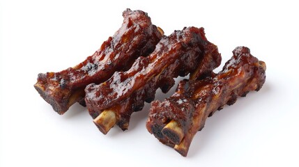 Elegant BBQ Ribs on White Background in 3D Style
