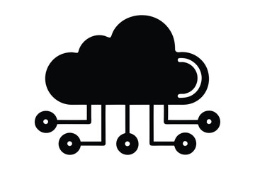 computer network cloud icon vector silhouette