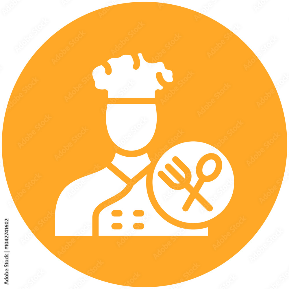 Sticker Chef vector icon illustration of Catering iconset.