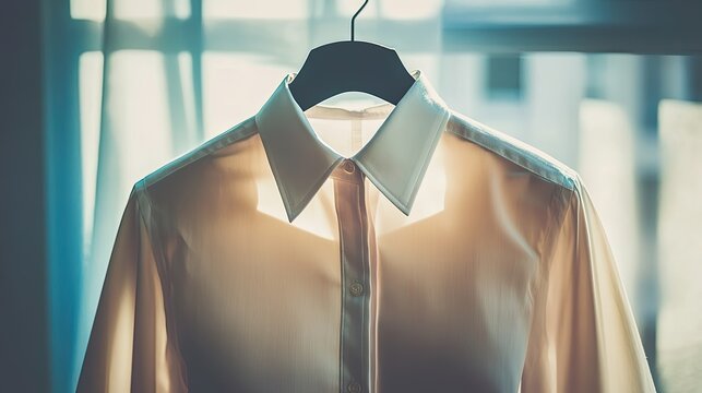 Elegant Shirt Hanging by Window in Soft Light