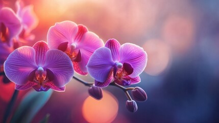 Fototapeta premium A close-up of a vibrant orchid bloom, showcasing its intricate petals and rich colors against a soft blurred background, capturing nature's beauty.