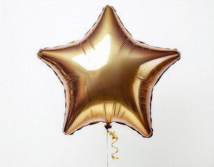 Multicolored and shiny star-shaped party balloon. With white background
