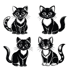 Cute cat silhouette victor illustration file