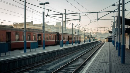 Naklejka premium old train station in a small town in asian