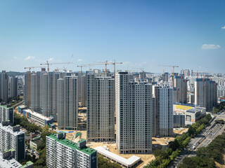 Fototapeta premium An apartment construction site in a new city