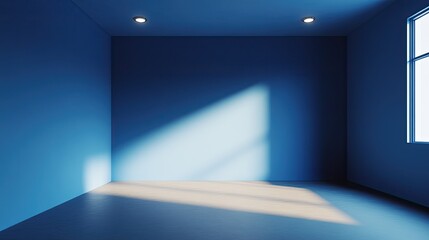Obraz premium Bright Sunlight in a Blue Room with Shadows