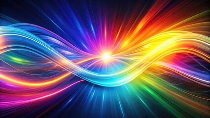 Obraz premium Abstract Multicolor Light Spectrum in Long Exposure - Vibrant Colors, Ethereal Glow, Dynamic Energy, Colorful Waves, Light Trails, Fluid Motion