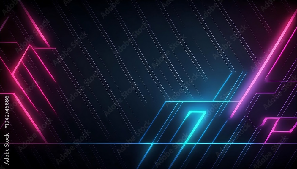 Poster abstract geometric background with neon lights.