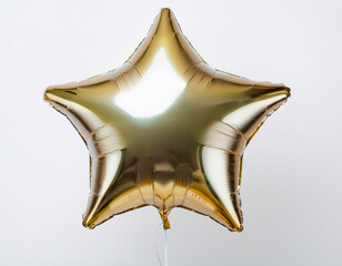 Multicolored and shiny star-shaped party balloon. With white background