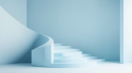 Obraz premium Minimalist Spiral Staircase in Soft Blue Tone