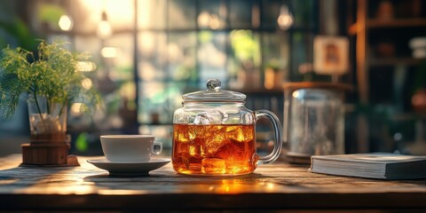 a tea pot with a tea in it