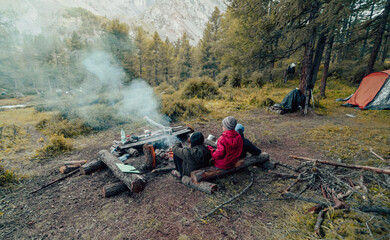 camping in the woods