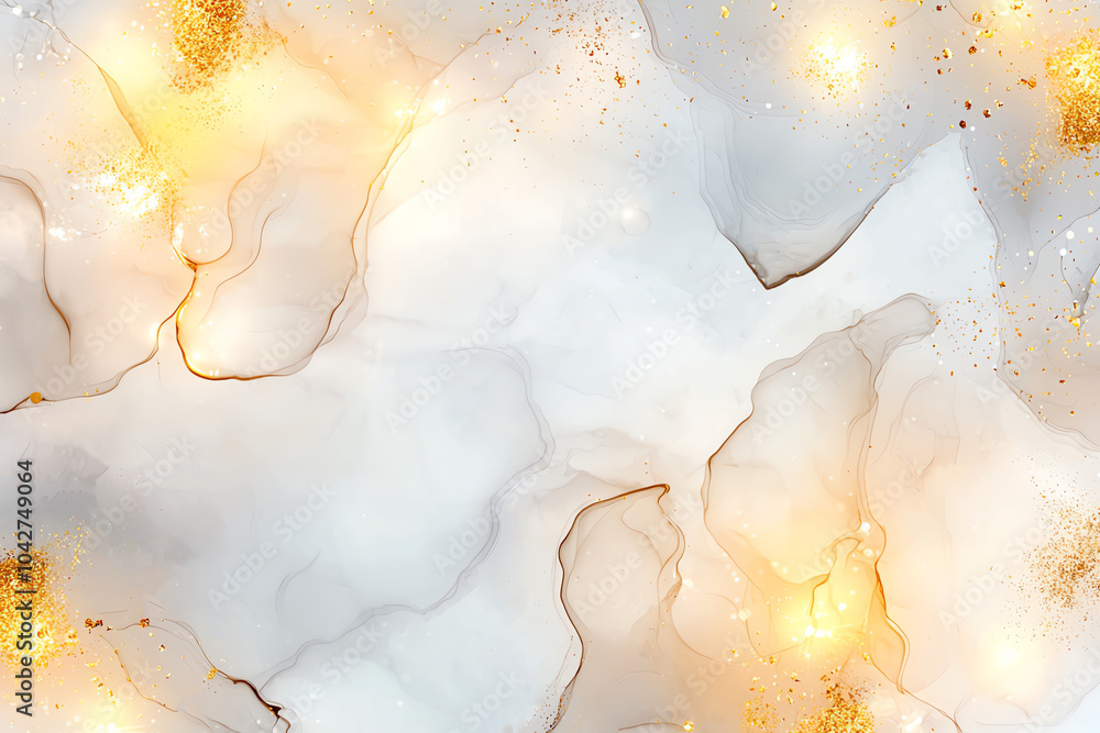 Poster Abstract marble texture with golden highlights, creating a luxurious and elegant background for various design projects.