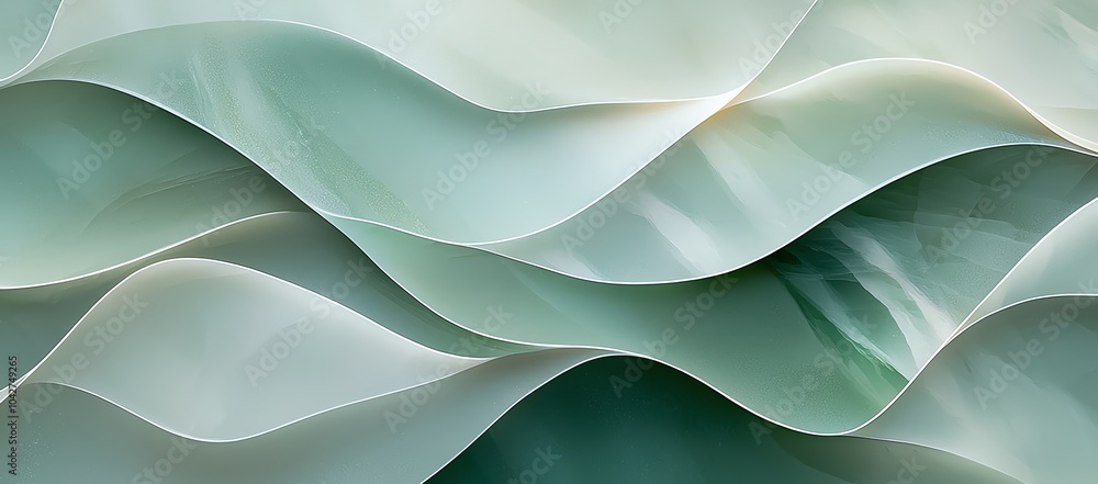 Aufkleber abstract wavy pattern with soft green hues, creating a serene and flowing texture, perfect for backg