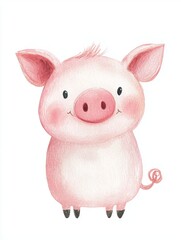 Fototapeta premium Cute cartoon piglet with a cheerful expression