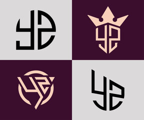 Fototapeta premium Creative simple Initial Letters YZ Logo Designs Bundle.