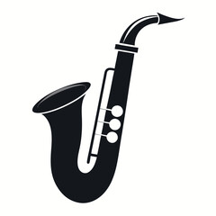 Saxophone Vector Illustration Black Silhouette Musical Instrument Design