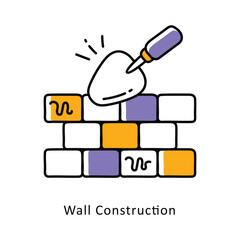 wall Contruction Filled Outline isometric stock illustration. EPS File stock illustration