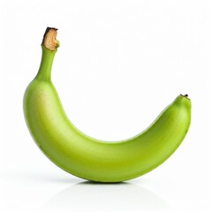 single green banana isolated on white background