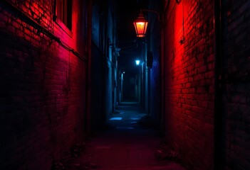 Obraz premium Old dirty street with neon lights 