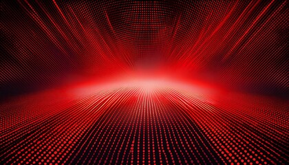 Abstract red background with glowing lines and dots converging to a bright center, suggesting a futuristic or technological theme.