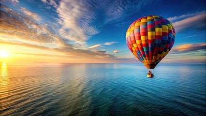 Obraz premium Hot air balloon flying over ocean